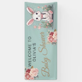 私たちはウサギの小さなバニーの赤ちゃんシャワーに興奮している 横断幕 (縦)