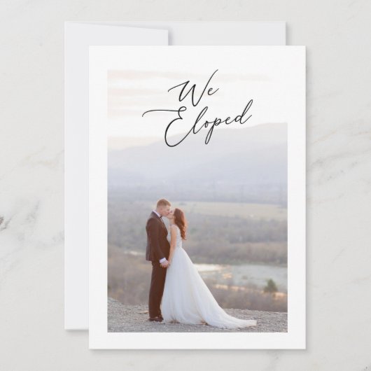 私たちはエレガント書道台本の写結婚真を駆け落ちた 案内状 (正面)