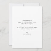 私たちはエレガント書道台本の写結婚真を駆け落ちた 案内状 (裏面)