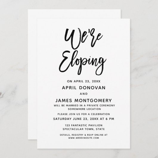 私たちはエロピンブラシタイポグラフィ結婚式招待状 招待状 (正面/裏面)