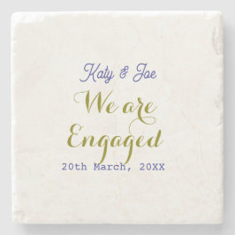 私たちはエンゲージ 紫金 名前 日付 エレガント シンプル ストーンコースター