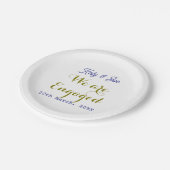 私たちはエンゲージ 紫金 名前 日付 エレガント シンプル ペーパープレート (アングル)