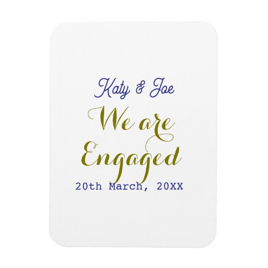 私たちはエンゲージ 紫金 名前 日付 エレガント シンプル マグネット (縦)