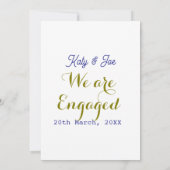 私たちはエンゲージ 紫金 名前 日付 エレガント シンプル 招待状 (裏面)