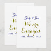 私たちはエンゲージ 紫金 名前 日付 エレガント シンプル 招待状 (正面/裏面)