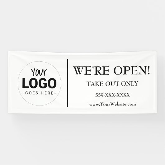私たちはオープンビジネスを取る唯一のロゴレストランを取る 横断幕 (横)