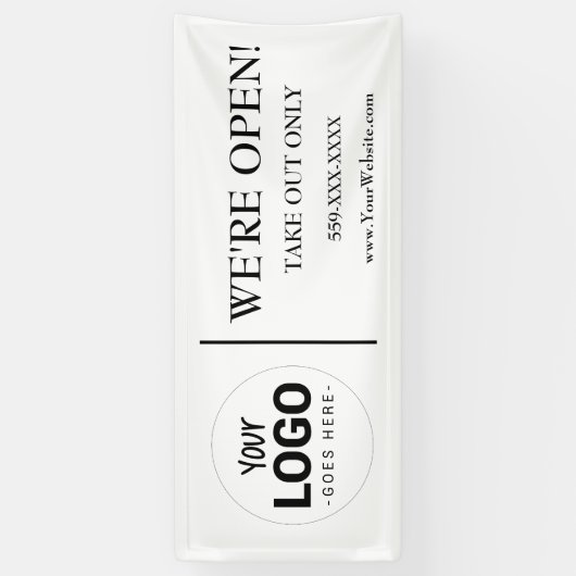 私たちはオープンビジネスを取る唯一のロゴレストランを取る 横断幕 (縦)