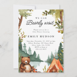 私たちはキャンプの赤ちゃんシャワー素朴を待つことができる 招待状