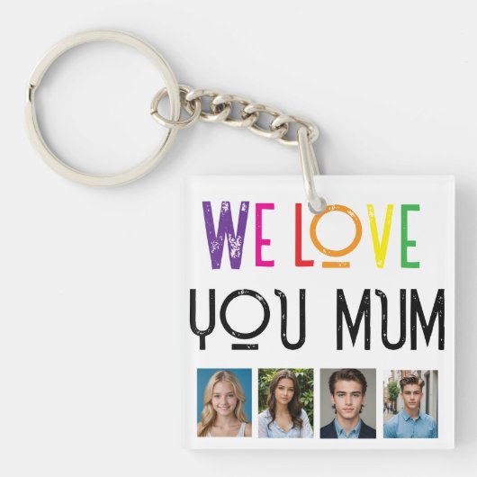 私たちはギフトが大好き、編集フォトタイルの追加RAINBOW WE LOVE. キーホルダー (正面)