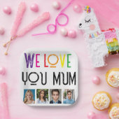 私たちはギフトが大好き、編集フォトタイルの追加RAINBOW WE LOVE. ペーパープレート (パーティー)