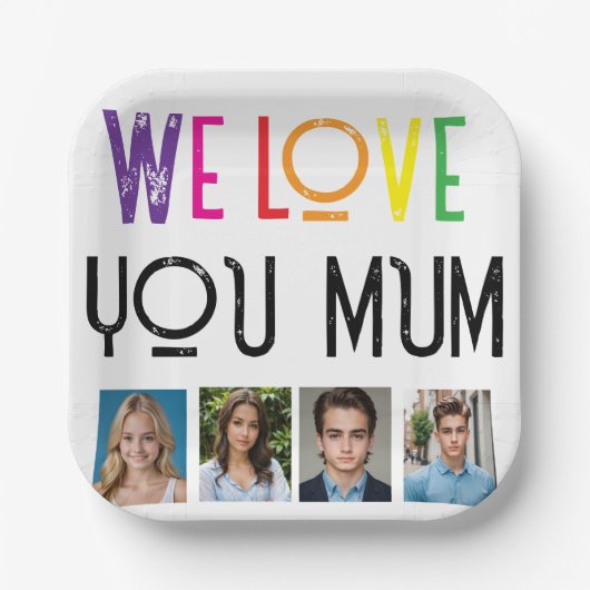 私たちはギフトが大好き、編集フォトタイルの追加RAINBOW WE LOVE. ペーパープレート (正面)