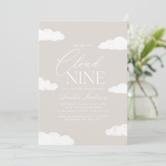 私たちはクラウド9の赤ちゃん男女兼用シャワー上にある 招待状 (スタンド正面)
