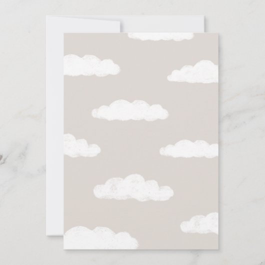 私たちはクラウド9の赤ちゃん男女兼用シャワー上にある 招待状 (裏面)