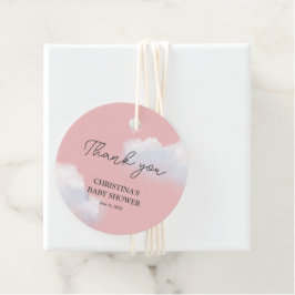 私たちはクラウド9ピンクガール赤ちゃんシャワーありがとう フェイバータグ