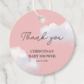 私たちはクラウド9ピンクガール赤ちゃんシャワーありがとう フェイバータグ (正面)