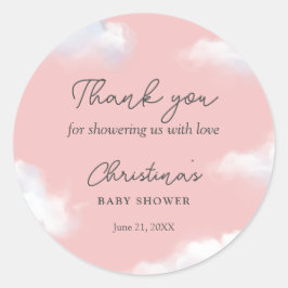 私たちはクラウド9ピンクガール赤ちゃんシャワーありがとう ラウンドシール