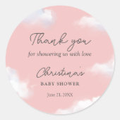 私たちはクラウド9ピンクガール赤ちゃんシャワーありがとう ラウンドシール (正面)