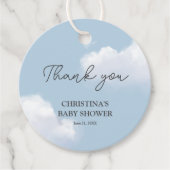 私たちはクラウド9ブルーボーイ赤ちゃんシャワーありがとう フェイバータグ (正面)