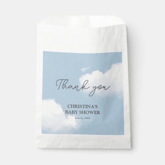 私たちはクラウド9ブルーボーイ赤ちゃんシャワーありがとう フェイバーバッグ (正面)