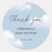 私たちはクラウド9ブルーボーイ赤ちゃんシャワーありがとう ラウンドシール (正面)
