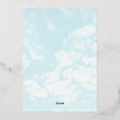 私たちはクラウド9ベビーシャワー上にある 箔招待状 (裏面)