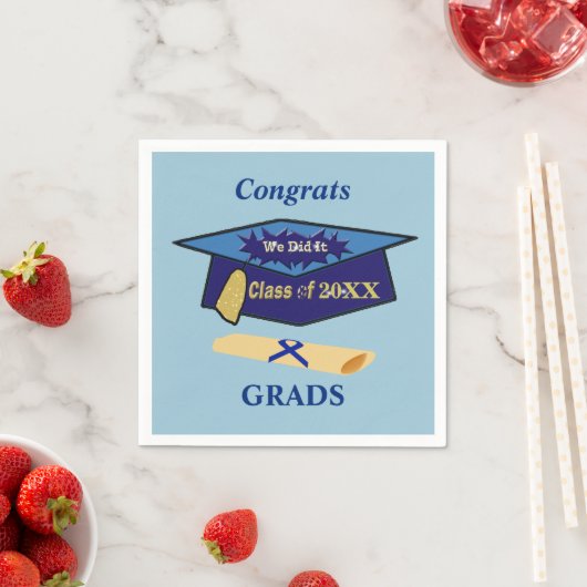 私たちはクラスのブルース卒業式の帽子をした スタンダードカクテルナプキン (インサイチュ)