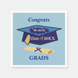 私たちはクラスのブルース卒業式の帽子をした スタンダードカクテルナプキン