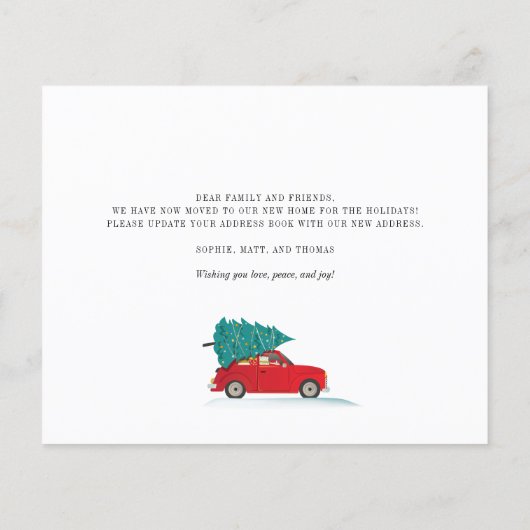 私たちはクリスマスの引っ越し発表のためのアドレスを移動 (裏面)