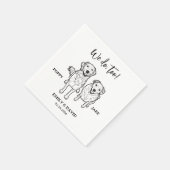 私たちはゴールデンレトリバーのスケッチドッグ結婚の スタンダードカクテルナプキン (角)