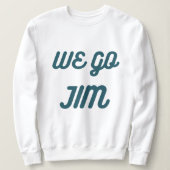 私たちはジム、青い文字とおもしろいジムに行く スウェットシャツ (デザイン正面)