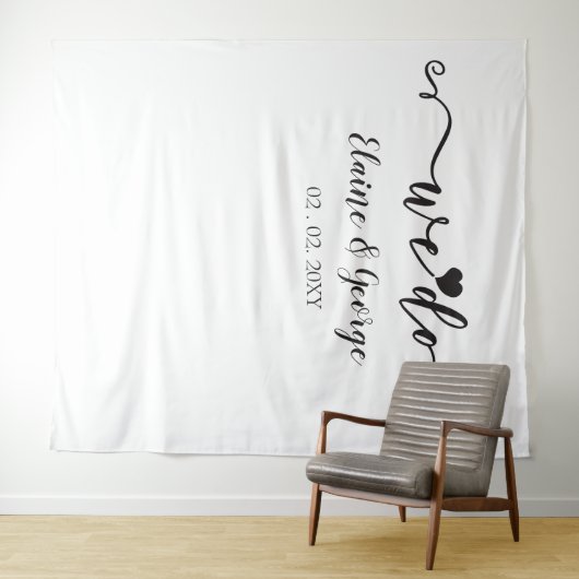 私たちはスクリプトハートウェディングフォトプロップ背景 タペストリー (インサイチュ(横))