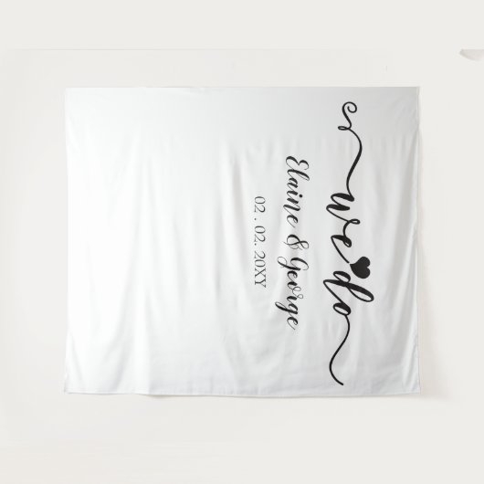 私たちはスクリプトハートウェディングフォトプロップ背景 タペストリー (正面(横))