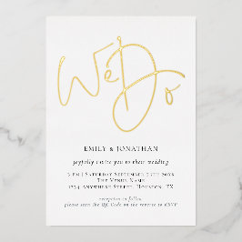 私たちはスクリプトQRコードリアルゴールドホイルウェディング 箔招待状