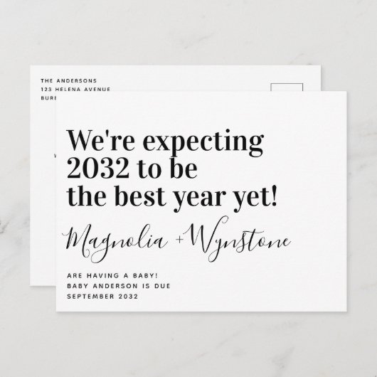 私たちはタイポグラフィ妊娠をはっきりした期待してモダンいる 案内ポストカード (正面/裏面)