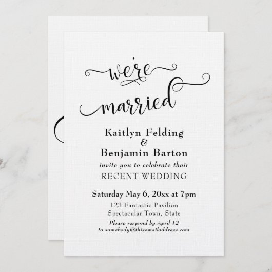 私たちはタイポグラフィ結婚したウェディングレセプションのみ 招待状 (正面/裏面)