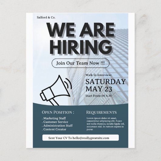 私たちはチラシ、求人、チラシを雇っている チラシ (正面)