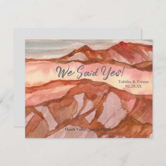 私たちはデスバレーでアウトドアアドベンチャー挙式しました 案内状 (正面/裏面)