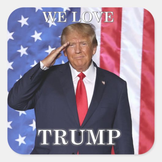 私たちはトランプのステッカーが大好き スクエアシール (正面)