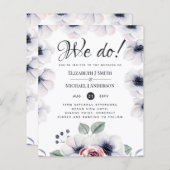 私たちはネイビーブルーホワイトフローラ結婚式の招待をする (正面/裏面)