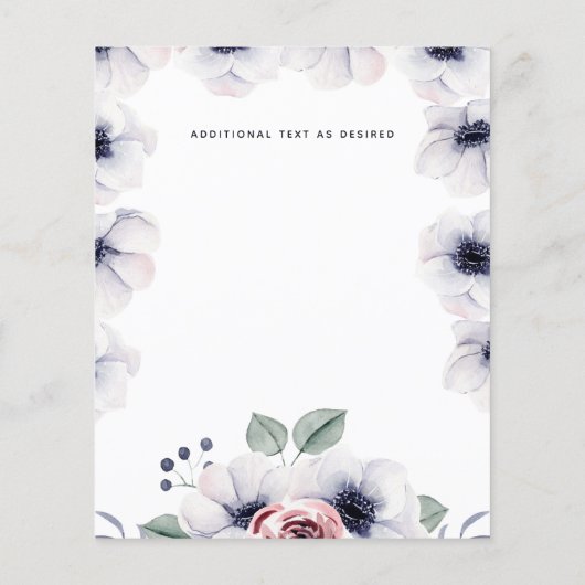 私たちはネイビーブルーホワイトフローラ結婚式の招待をする (裏面)