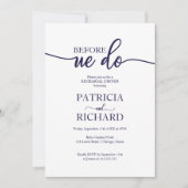 私たちはネイビーブルーホワイトリハーサルディナーをする前に 招待状 (正面)