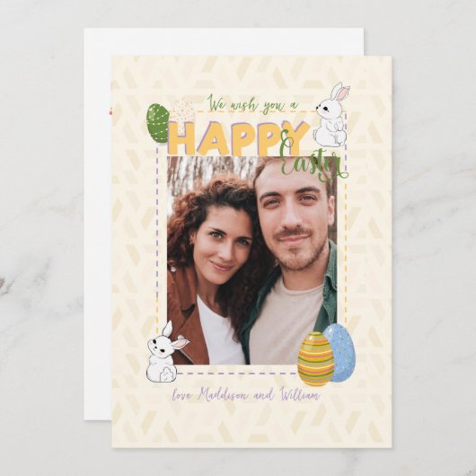私たちはハッピーイースター写真の家族 シーズンカード (正面/裏面)