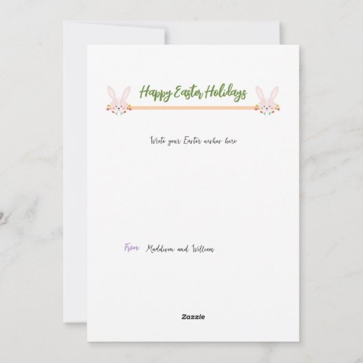 私たちはハッピーイースター写真の家族 シーズンカード (裏面)