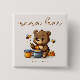 私たちはハニーママBearを待つことができる – 新しいママ 缶バッジ