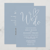 私たちはハートのQRコード ダスティーブルー結婚式を愛する 招待状 (正面/裏面)