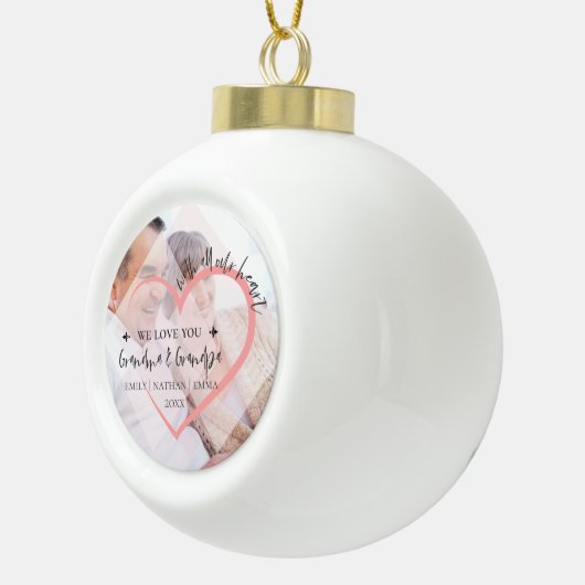 私たちはハートを祖父母のクリスマスが大好き セラミックボールオーナメント (右)