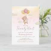 私たちはバルーンが赤ちゃんシャワーピンクを負担して待つことができる 招待状 (スタンド正面)