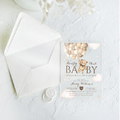 私たちはバルーンベア赤ちゃんシャワーを待つことができる アクリル招待状