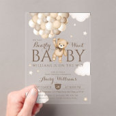 私たちはバルーンベア赤ちゃんシャワーを待つことができる アクリル招待状 (インサイチュ (ポータブル))