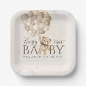 私たちはバルーンベア赤ちゃんシャワーを待つことができる ペーパープレート (正面)